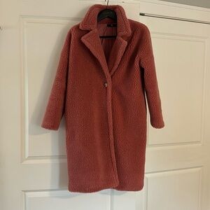 Women’s rose gold/mauve colored teddy bear jacket